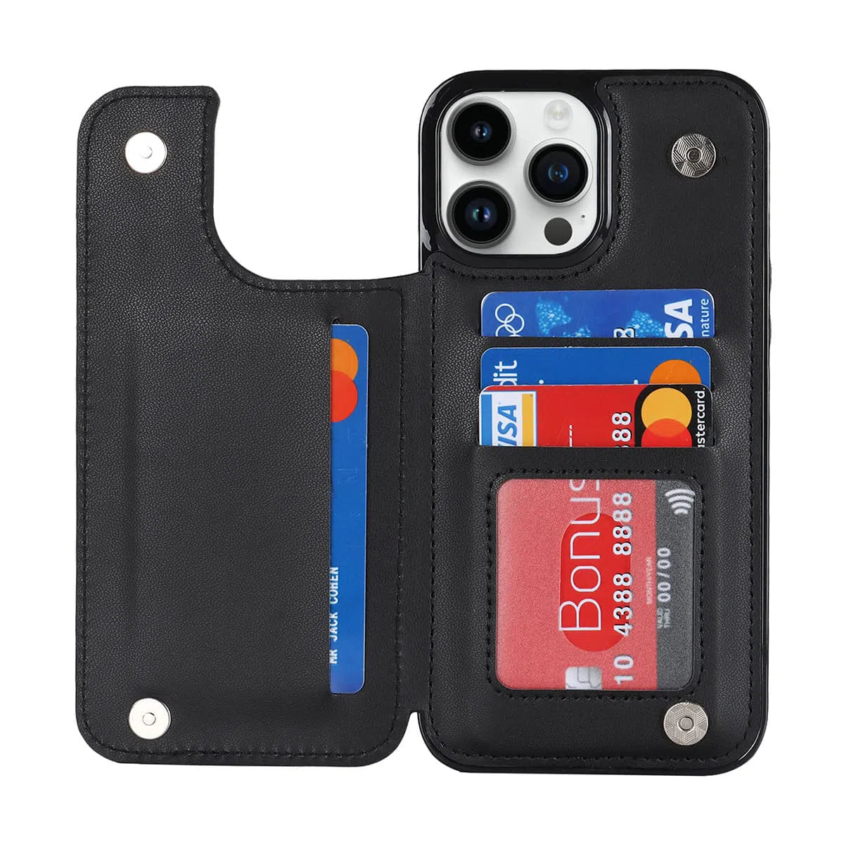 Buy Wallet Phone Case, Credit Card Holders, Magnetic Closure & Premium Leather, Kickstand, Shockproof Cover,Laura at 
Caseles-iPhone 16 Pro Max, Laura-Black