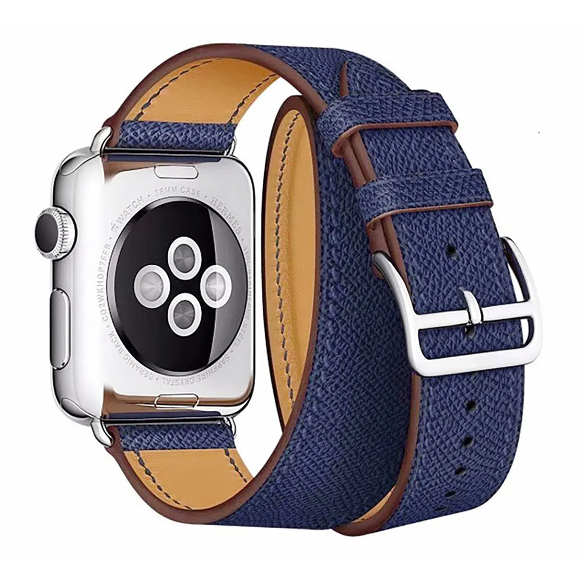 Buy Classic Genuine Leather for Apple Watch, Compatible with iWatch band Series 10/9/8/7/6/5/4/3/2/1/Ultra/SE, Men and Women-38mm/40mm/41mm/42mm-Series10, Band03-Blue