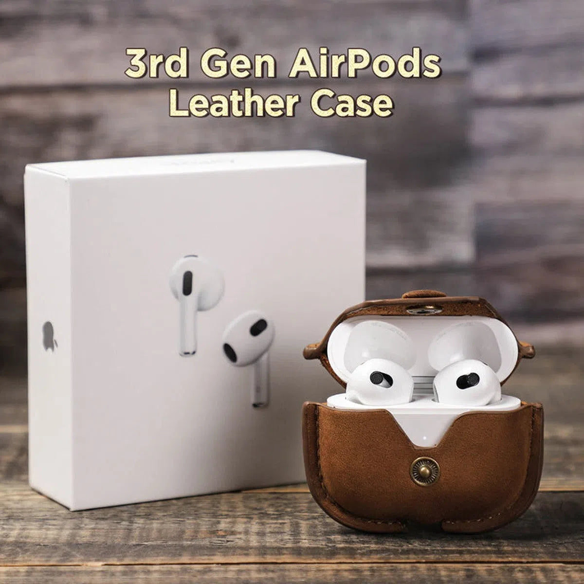 Buy AirPods 3rd Gen protective case genuine leather portable Apple third generation Bluetooth headphone case at Caseles-Lea-AirPod3-brown, 