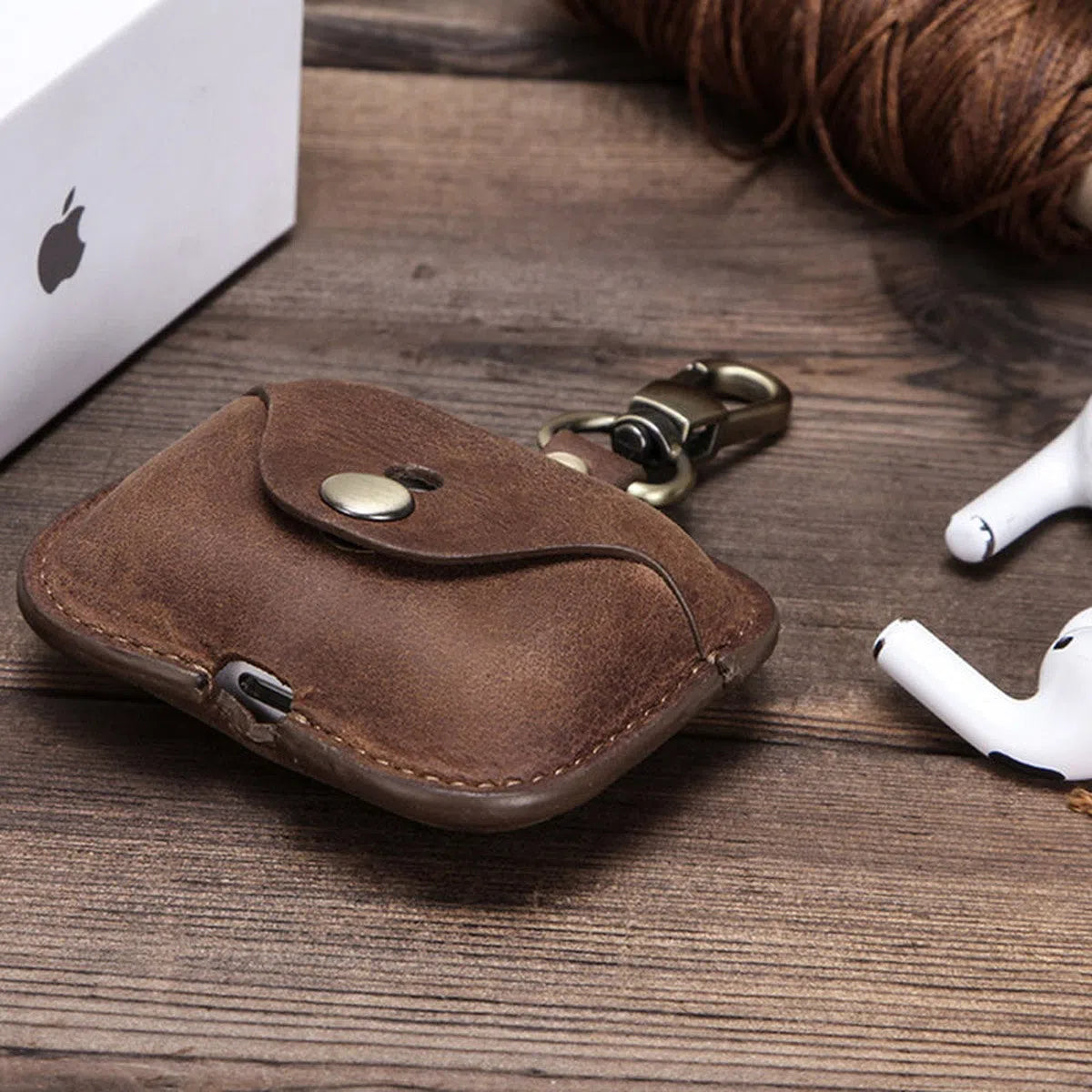 Buy AirPods Pro(1st Gen) genuine leather headphone cover, all-inclusive handmade Apple Bluetooth headset protective cover at Caseles-Lea-AirPod2-Brown, 