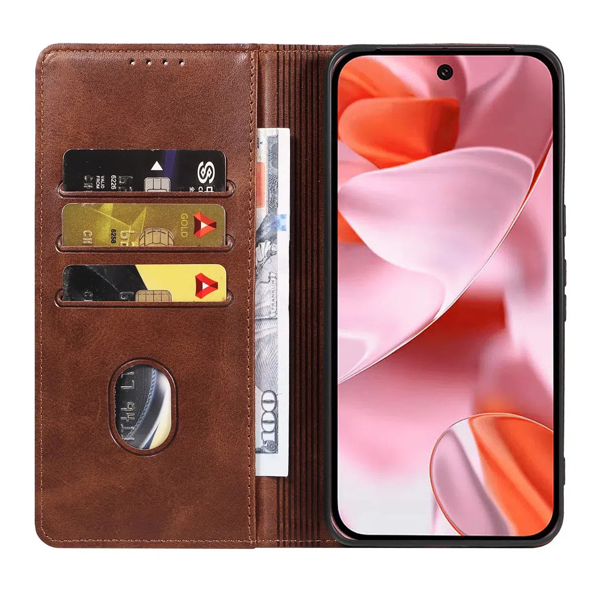 Buy Magnetic Folio Wallet Phone Case, Premium Leather, Credit Card Holder, Magnetic Closure, Flip Kickstand Shockproof Case,Barnett at Caseles-Google Pixel 9 Pro XL, Barnett-Brown