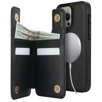 Buy iPhone Wallet Case, 4 Card Slots, Cash Slot, RFID Blocking, Magnetic, MagSafe Compatible,Liliana at Caseles-iPhone 16 Pro Max, Liliana-Brown