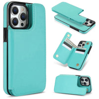 Buy iPhone Wallet Case, 4 Card Slots, Cash Slot, RFID Blocking, Magnetic, MagSafe Compatible,Liliana at Caseles-iPhone 16 Pro Max, Liliana-Green