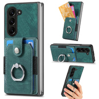 Buy Samsung Galaxy Z Fold Wallet Case, Card Slot, Shockproof Ring Stand, PU Leather,Logan at Caseles-Samsung Galaxy Z Fold 6, Green