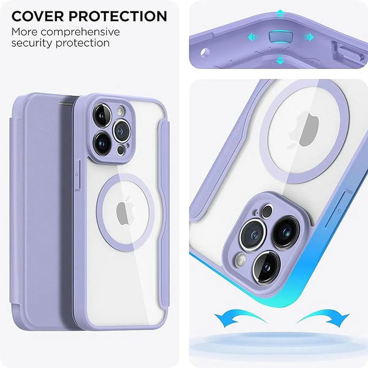 Buy iPhone Case Wallet with MagSafe - Slim Reliable PU Leather Case with Card Holder, Flip Cover for Women & Men,Lon at Caseles-iPhone 16 Pro Max, Lon-Purple