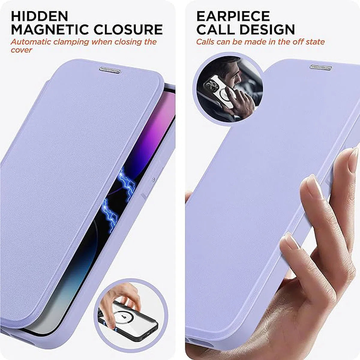 Buy iPhone Case Wallet with MagSafe - Slim Reliable PU Leather Case with Card Holder, Flip Cover for Women & Men,Lon at Caseles-iPhone 16 Pro Max, Lon-Purple