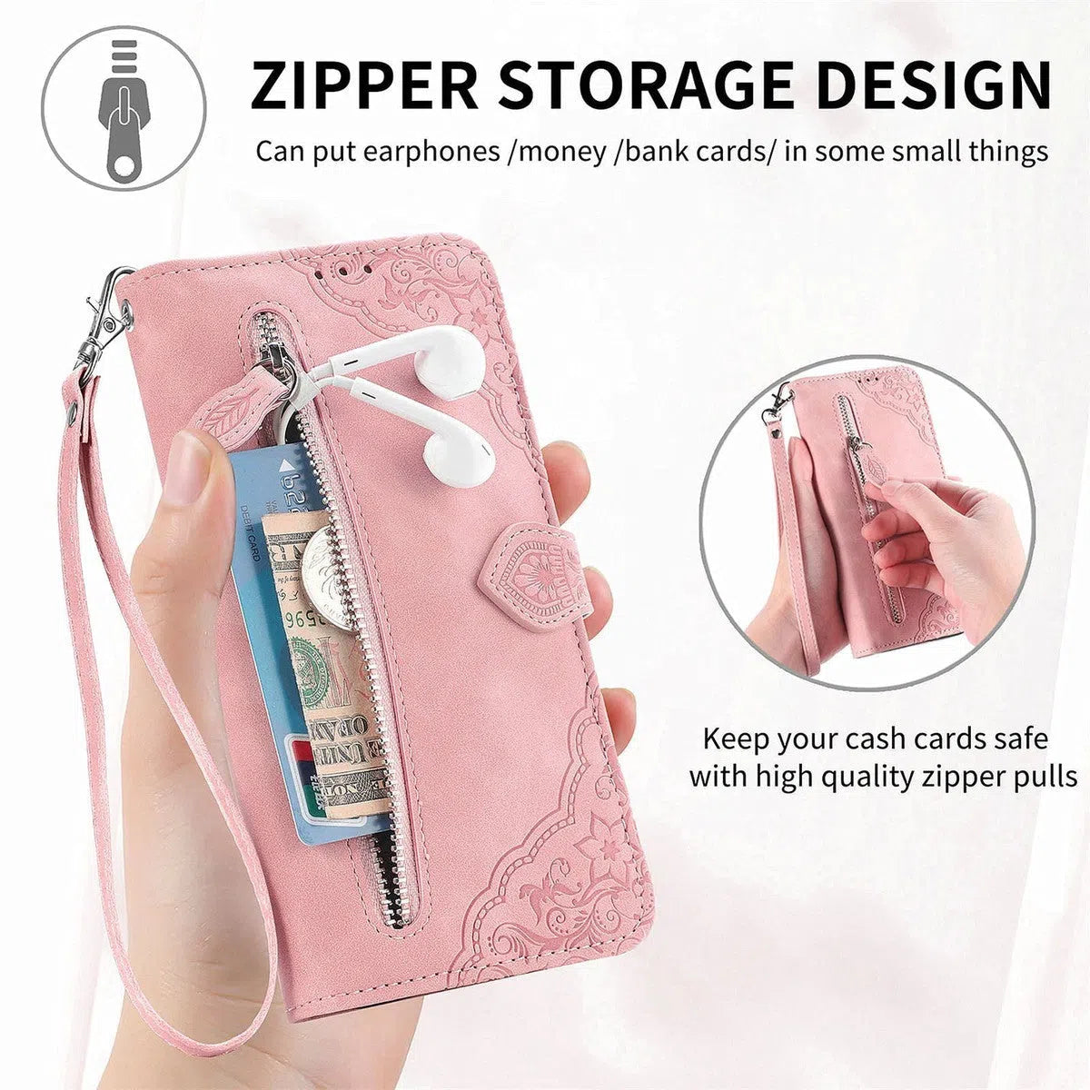 Buy Phone Flip Case Premium Leather Wallet Case Compatible with iPhone , Flip Magnetic Wallet Case Phone Cover Case Shockproof TPU Inner Shell Phone Cover, Wrist Strap Phone Protection,Lottie at Caseles-Samsung Galaxy S24 Ultra, Pink