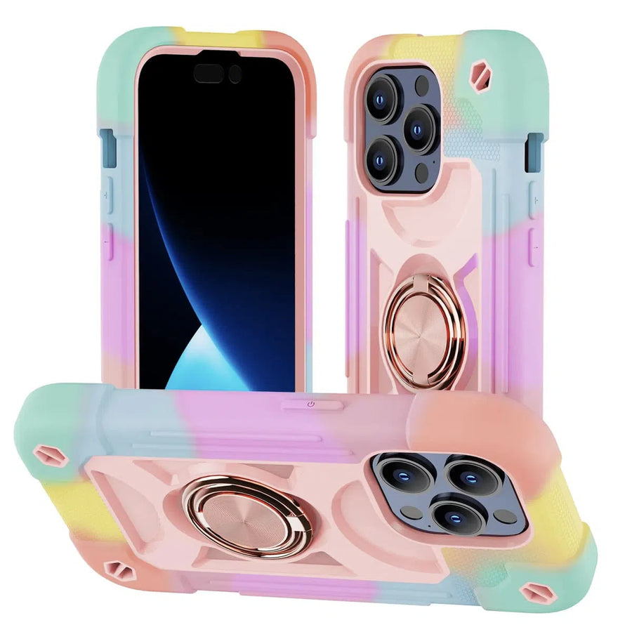 Buy Heavy Duty Phone Case, Shockproof Protective Cover, with Ring Stand,Lottie at Caseles-iPhone 16 Pro Max, Louay-Pink