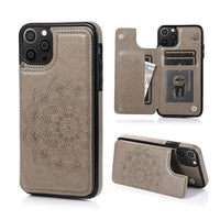 Buy Classic Mandala Wallet Phone Case, Credit Card Holder, Leather, Double Magnetic Buttons, Shockproof Case,Maddox at Caseles-iPhone 16 Pro Max, Maddox-Gray