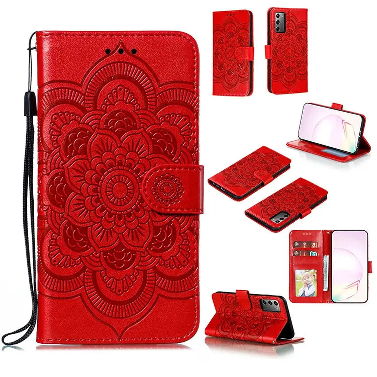 Buy Madeline Folio Wallet Phone Case, Premium Leather, Credit Card Holder, Flip Kickstand Shockproof Case,Madeline at Caseles-Samsung Galaxy S25 Ultra, Red