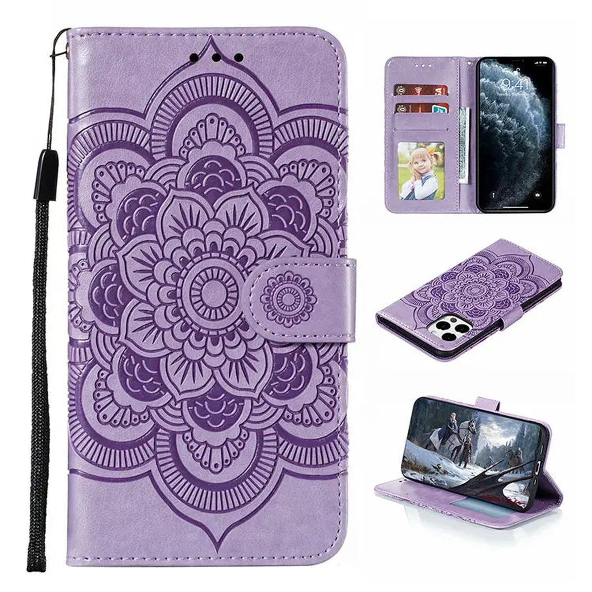 Buy Madelyn Folio Wallet Phone Case, Premium Leather, Credit Card Holder, Flip Kickstand Shockproof Case,Madelyn at Caseles-iPhone 16 Pro Max, Purple