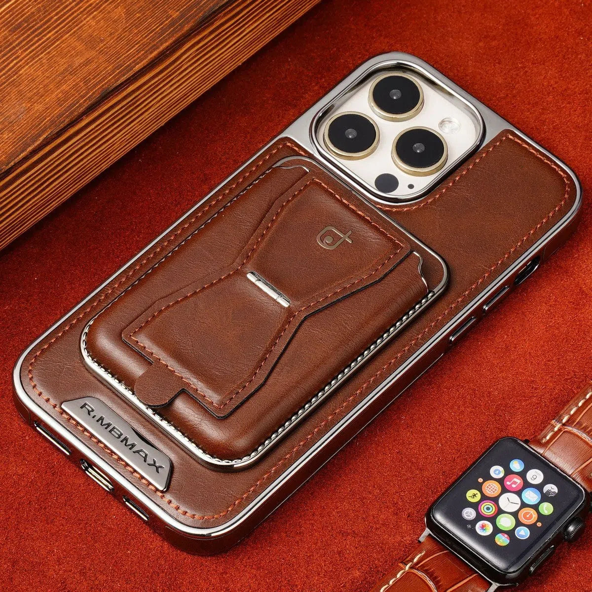 Buy Full Coverage Protection, Leather Phone case, Phone Stander, Card Holder Wallet Case - MALCOLM at Caseles-iPhone 16 Pro Max, Malcolm-Coffee