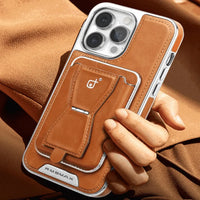 Buy Full Coverage Protection, Leather Phone case, Phone Stander, Card Holder Wallet Case - MALCOLM at Caseles-iPhone 16 Pro Max, Malcolm-Coffee