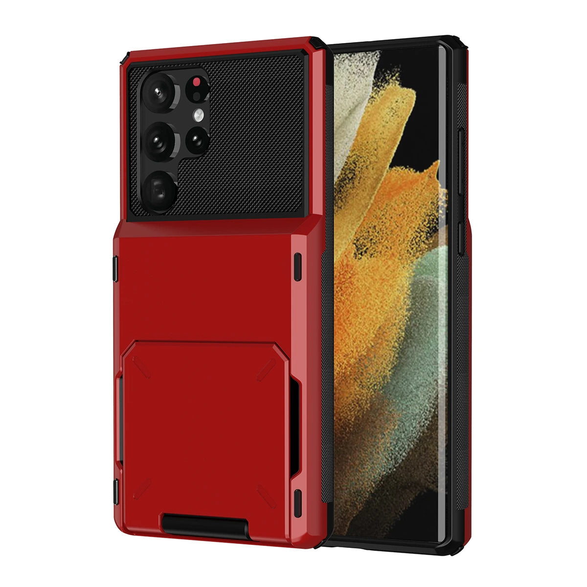 Buy Flip Hidden Pocket Wallet Phone Case, Card Slot Credit Card Holder Dual Layer Hybrid TPU Bumper Armor Protective Hard Shell Back Cover,Noel at Caseles-Samsung Galaxy S24 Ultra, Red