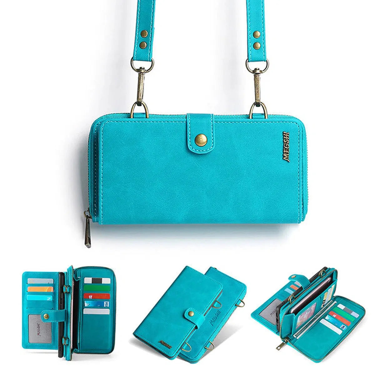 Buy Classic Crossbody Detachable Magnetic Wallet Phone Case For Pixel Phone, High Capacity with Strap - MELON at Caseles-Google Pixel 9 Pro XL, Melon-Blue