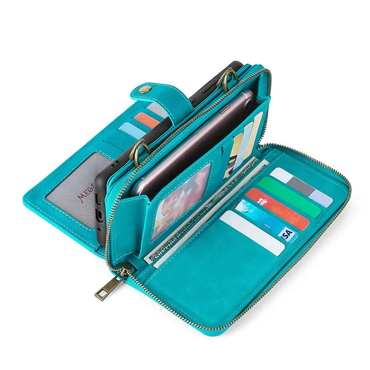 Buy Classic Crossbody Detachable Magnetic Wallet Phone Case For Pixel Phone, High Capacity with Strap - MELON at Caseles-Google Pixel 9 Pro XL, Melon-Brown