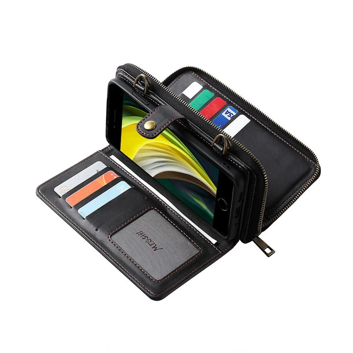 Buy Classic Crossbody Detachable Magnetic Wallet Phone Case For Pixel Phone, High Capacity with Strap - MELON at Caseles-Google Pixel 9 Pro XL, Melon-Brown