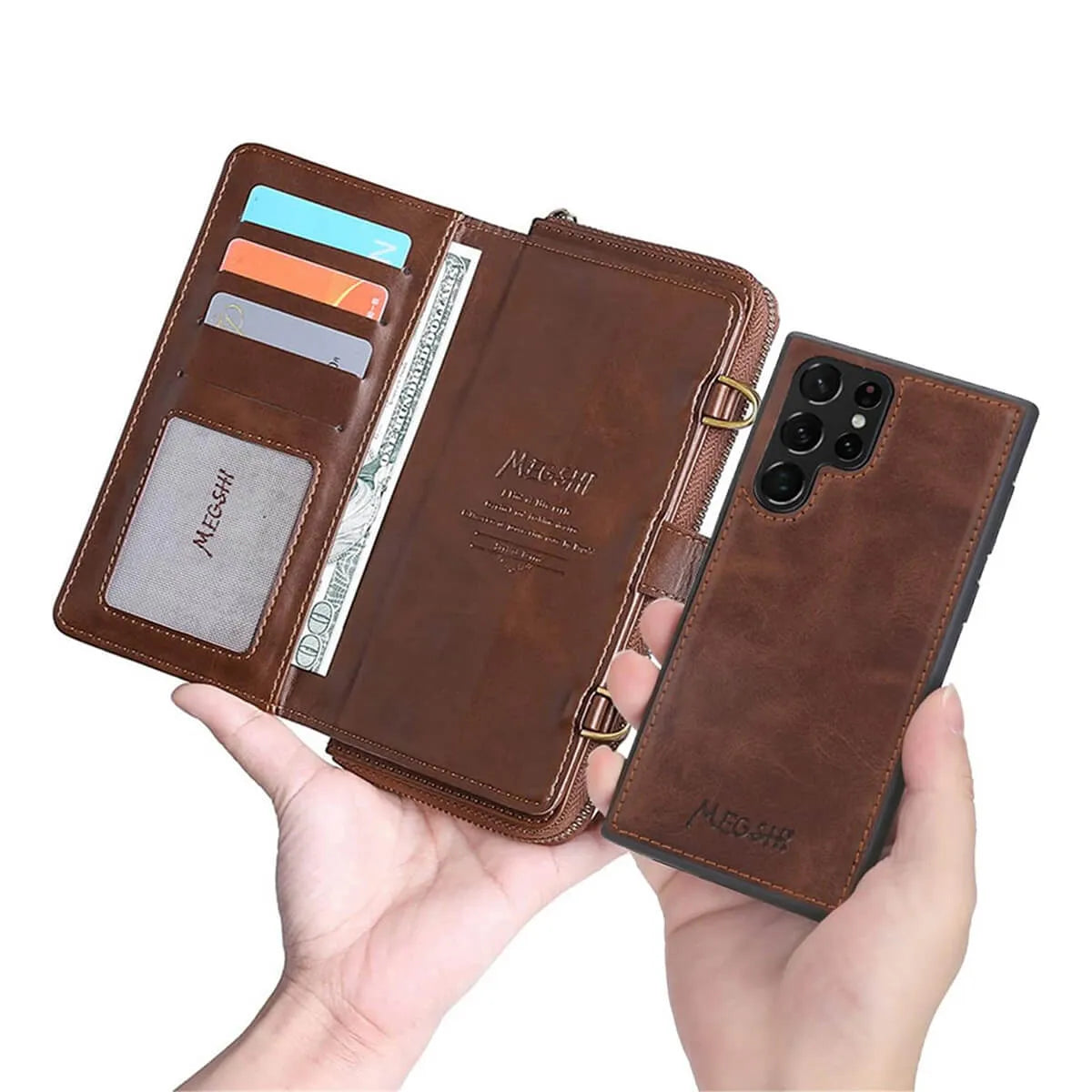 Buy Classic Crossbody Detachable Magnetic Wallet Phone Case, High Capacity with Strap - MILAN at Caseles-Samsung Galaxy A56 5G, Milan-Brown