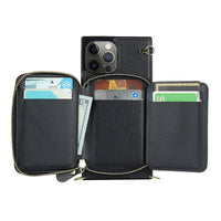 Buy Classic Crossbody Wallet Phone Case, Premium Leather, Credit Card Holder, Zipper Pocket Purse Handbag, Kickstand Shockproof Case - MIREYA at Caseles-iPhone 16 Pro Max, Mireya-Black