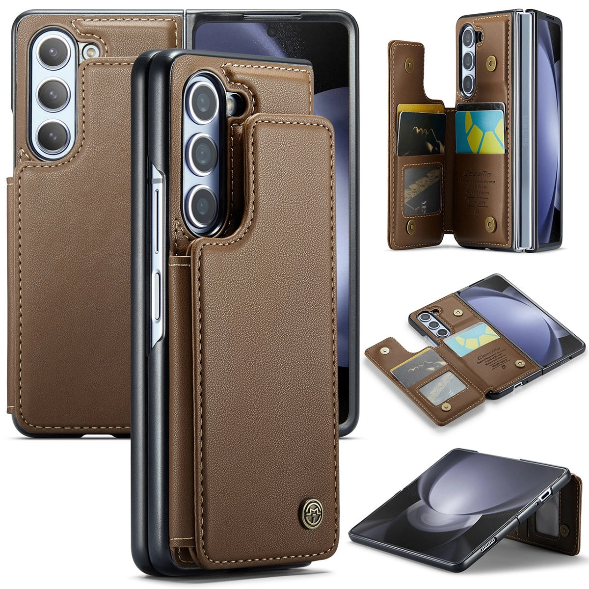 Buy Leather Flip Folio Phone Wallet Case, Magnetic Snap & RFID Blocking Card Slots, Kickstand Shockproof Protective Cover - NASIR at Caseles-Samsung Galaxy S25 Ultra, Nasir-Brown