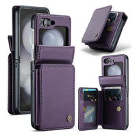 Buy Leather Flip Folio Phone Wallet Case, Magnetic Snap & RFID Blocking Card Slots, Kickstand Shockproof Protective Cover - NASIR at Caseles-Samsung Galaxy Z Flip 6, Nasir-Purple