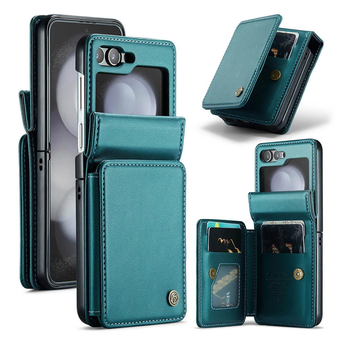 Buy Leather Flip Folio Phone Wallet Case, Magnetic Snap & RFID Blocking Card Slots, Kickstand Shockproof Protective Cover - NASIR at Caseles-Samsung Galaxy Z Flip 6, Nasir-Blue