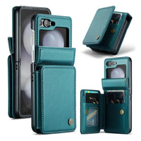Buy Leather Flip Folio Phone Wallet Case, Magnetic Snap & RFID Blocking Card Slots, Kickstand Shockproof Protective Cover - NASIR at Caseles-Samsung Galaxy Z Flip 6, Nasir-Blue