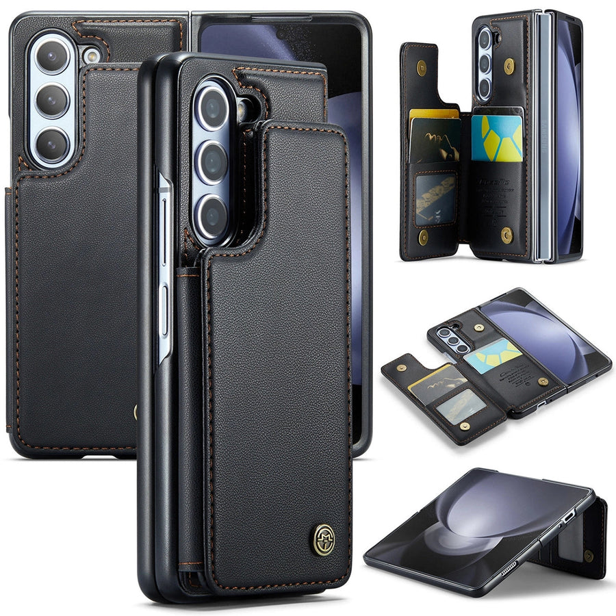 Buy Leather Flip Folio Phone Wallet Case, Magnetic Snap & RFID Blocking Card Slots, Kickstand Shockproof Protective Cover - NASIR at Caseles-Samsung Galaxy S25 Ultra, Nasir-Black