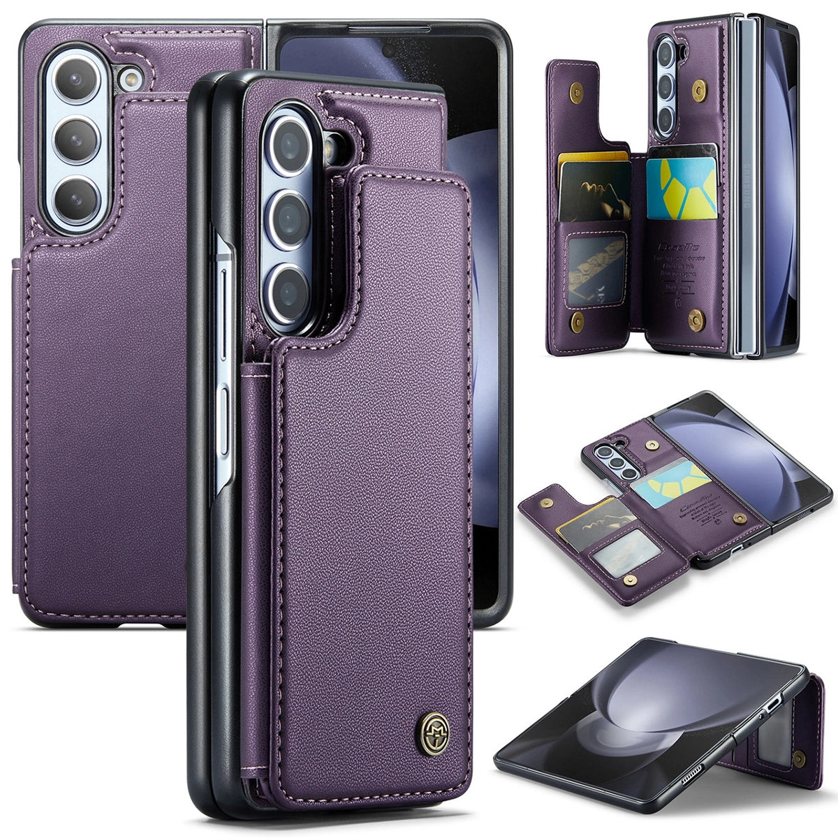 Buy Leather Flip Folio Phone Wallet Case, Magnetic Snap & RFID Blocking Card Slots, Kickstand Shockproof Protective Cover - NASIR at Caseles-Samsung Galaxy S25 Ultra, Nasir-Purple