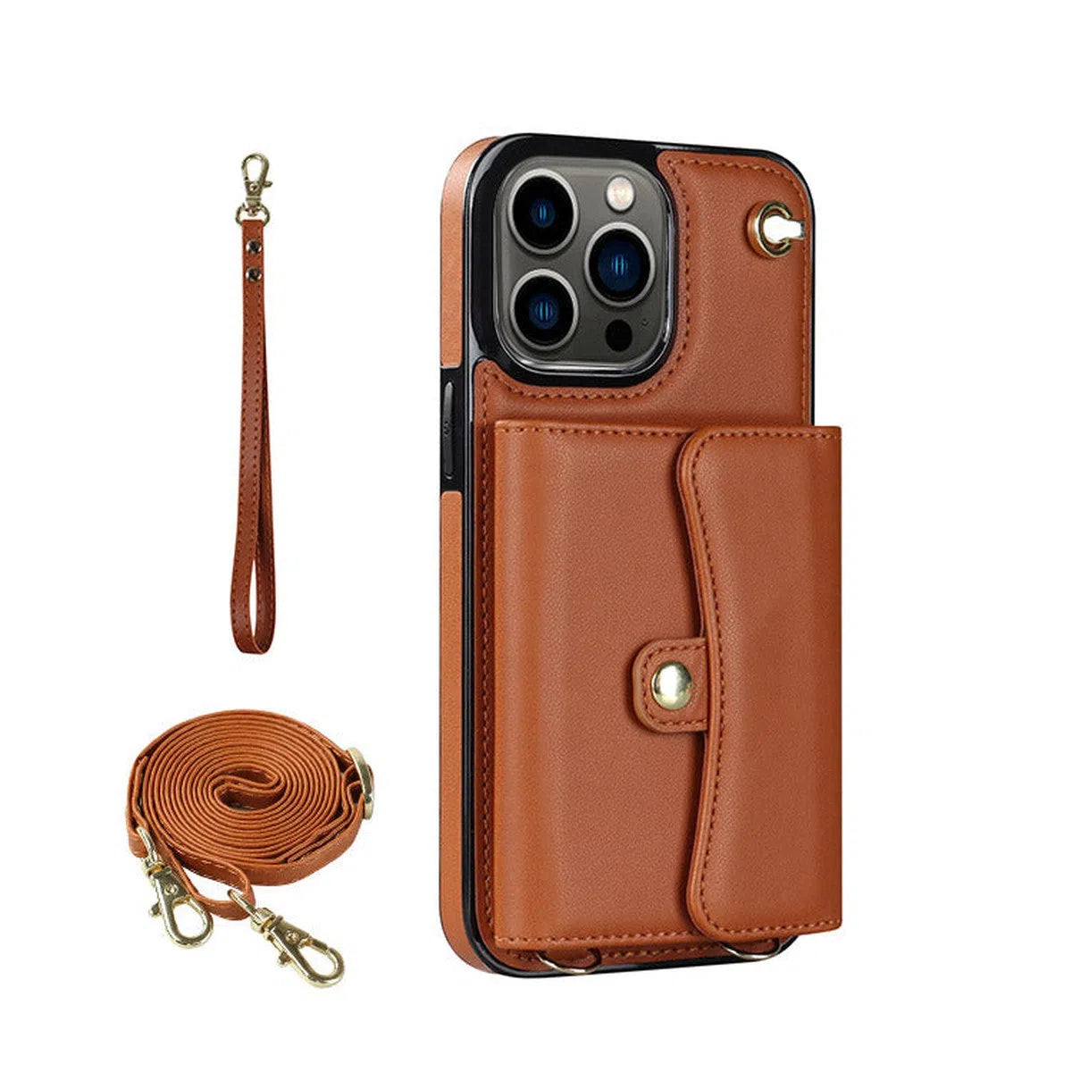 Buy Crossbody Wallet Phone Case, Magnetic Closure Flip Handbag, Leather, Card Holder, Wrist Strap Lanyard, RFID Blocking Kickstand Cover - OLIANA at Caseles-iPhone 16 Pro Max, Oliana-Brown