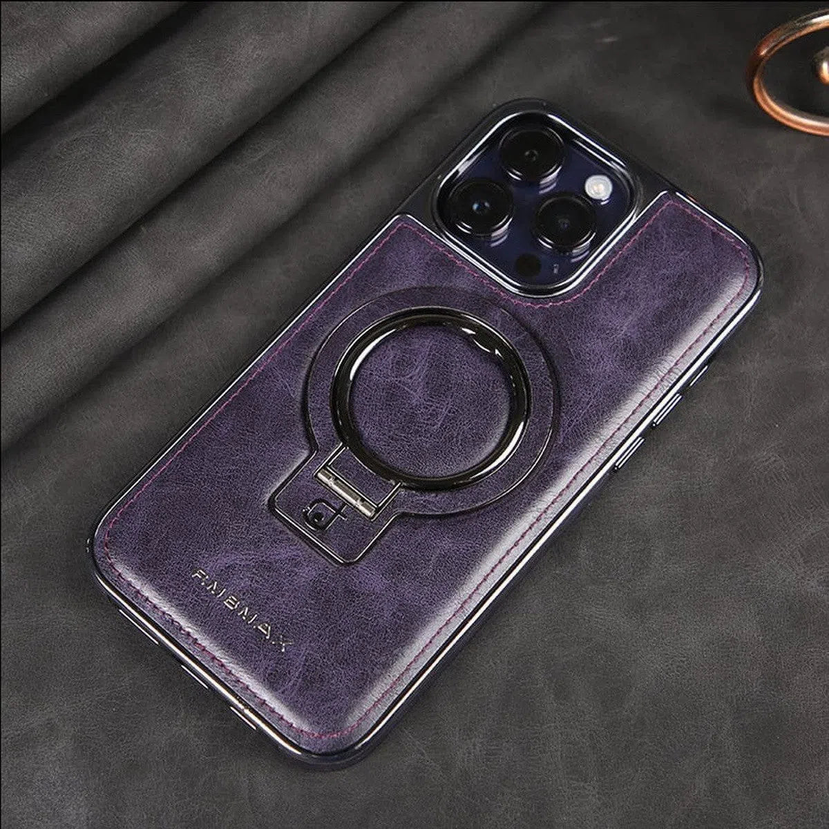 Buy Luxury Leather Invisible Stand for iPhone Case, Transmitg Magnetic Phone Case for iPhone Built-in Invisible Stand - PHOEBE at Caseles-iPhone 16 Pro Max, Phoebe-Purple