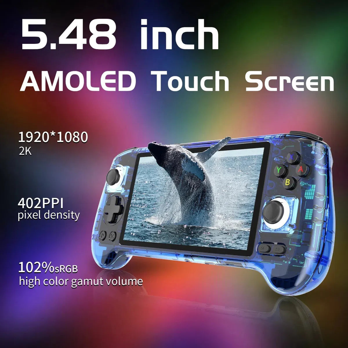 Buy RG556 Handheld Game Console, 5.48" AMOLED Display, Android 13, Hall Trigger, Retro Gaming - Portable Retro Gaming Console RG556 Support PS2 and Wii Games at Caseles-128GB ( 10000 + Games ), Gc-Black