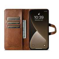 Buy Classic Book Flip Folio Wallet Phone Case, Magnetic Closure, Flip Folio, Card Holder, Kickstand - SUTENI at Caseles-iPhone 16 Pro Max, Suteni-Brown