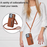 Buy Wallet Crossbody Case for iPhone with RFID Blocking Card Holders Zipper Purse Storage Kickstand Function Detachable Wrist Lanyard Shoulder Strap Shockproof Wallet Case - SCARLETT at Caseles-iPhone 16 Pro Max, Scarlett-LightPurple