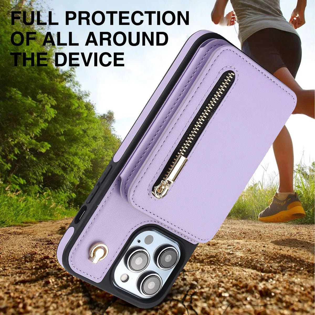 Buy Wallet Crossbody Case for iPhone with RFID Blocking Card Holders Zipper Purse Storage Kickstand Function Detachable Wrist Lanyard Shoulder Strap Shockproof Wallet Case - SCARLETT at Caseles-iPhone 16 Pro Max, Scarlett-LightPurple