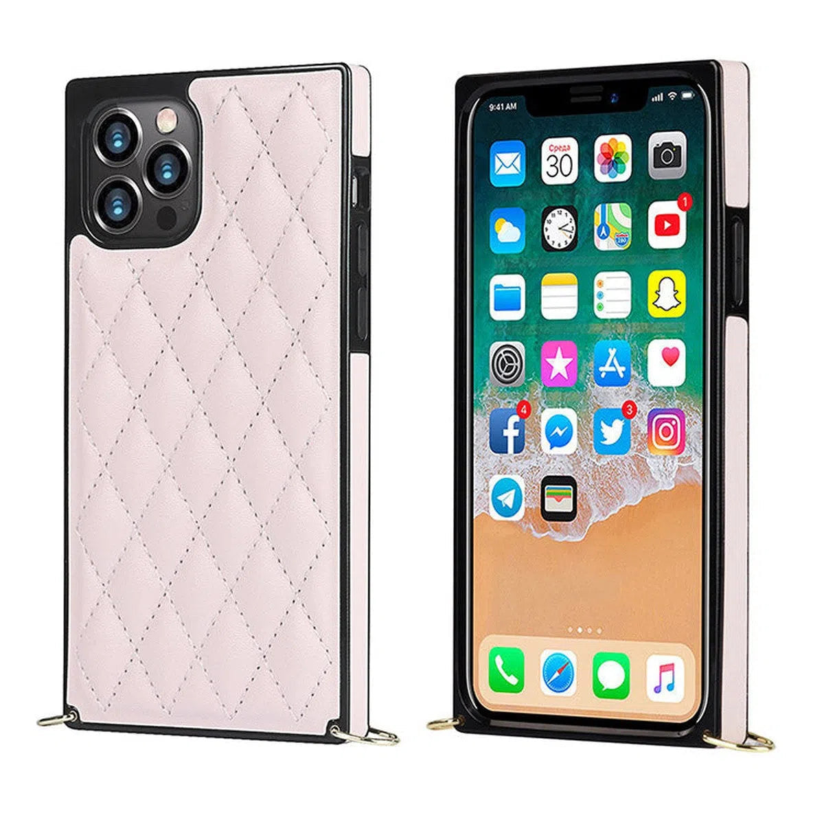 Buy Crossbody Leather Phone Case for Lady, with Detachable Adjustable Strap - SIRAN at Caseles-iPhone 16 Pro Max, Siran-Pink