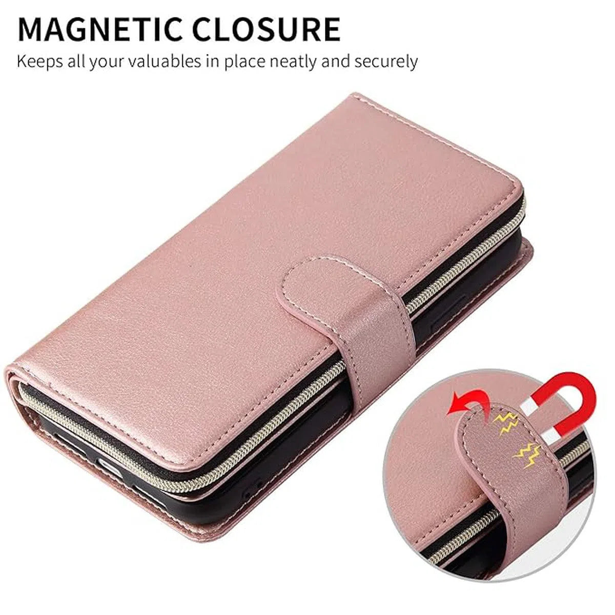 Buy Multifunctional card holder supports more than 5 credit cards Wallet mobile phone case Leather mobile phone case - ZOLA at Caseles-iPhone 16 Pro Max, Black