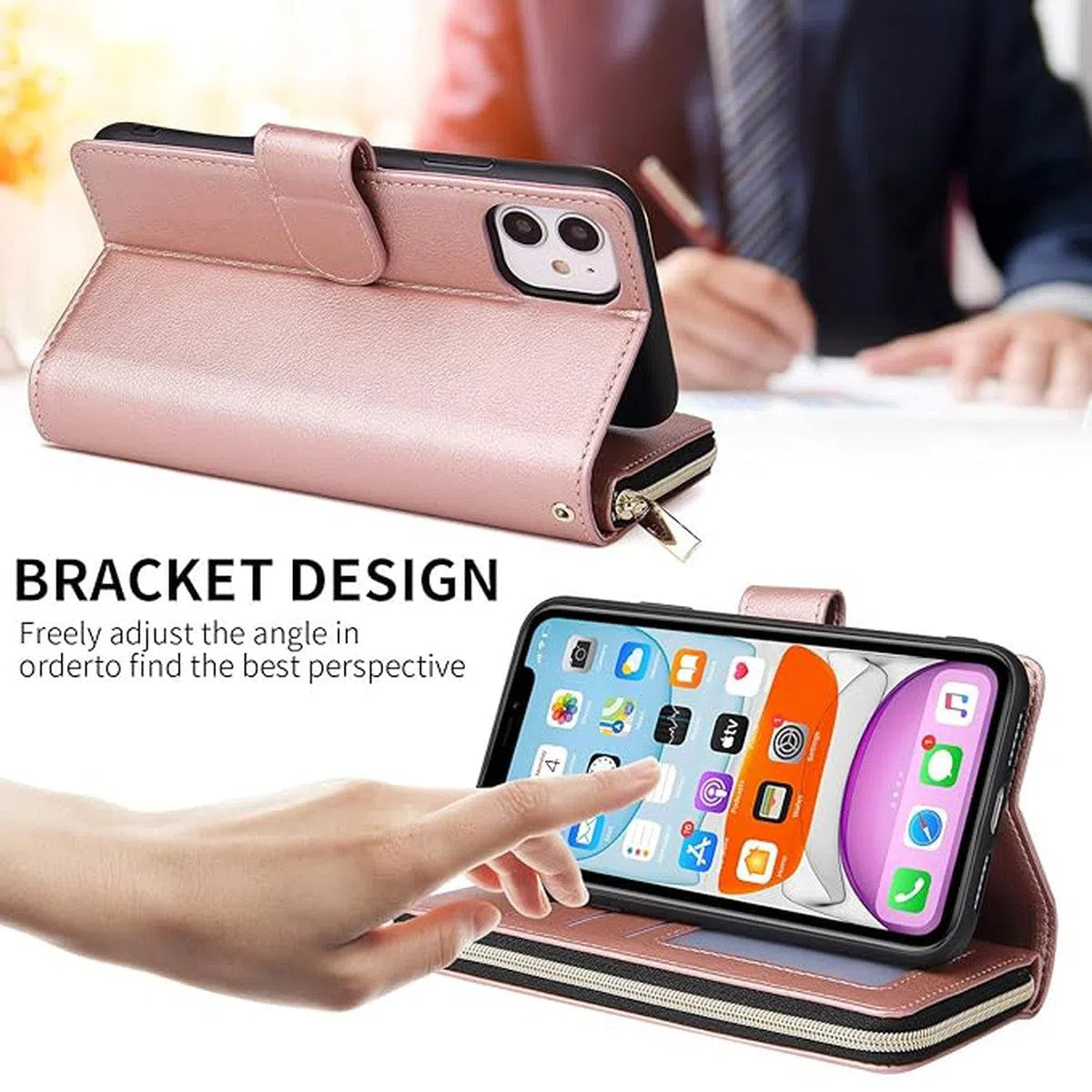 Buy Multifunctional card holder supports more than 5 credit cards Wallet mobile phone case Leather mobile phone case - ZOLA at Caseles-iPhone 16 Pro Max, Black