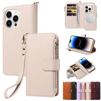 Buy Multifunctional card holder supports more than 5 credit cards Wallet mobile phone case Leather mobile phone case - ZOLA at Caseles-iPhone 16 Pro Max, White