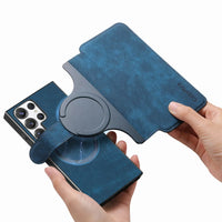 Buy Retro Magnetic Wallet Case, Support Magsafe, Detachable 2in1 Folio Flip Cover, with Card Slots - Stanley at Caseles-Samsung Galaxy A55 5G, Black