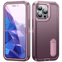 Buy 3 in 1 Full Cover Shockproof iPhone Case with Stand, Hard Shell, Fashionable Colors - TRINITY at Caseles-iPhone 16 Pro Max, Purple