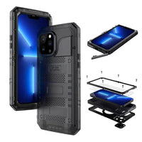 Buy Metal Waterproof Phone Case, with Built in Screen Protector, FullBody Protective Shockproof Heavy Duty Rugged Defender Cover - TIVON at Caseles-iPhone 16 Pro Max, Tivon-Black