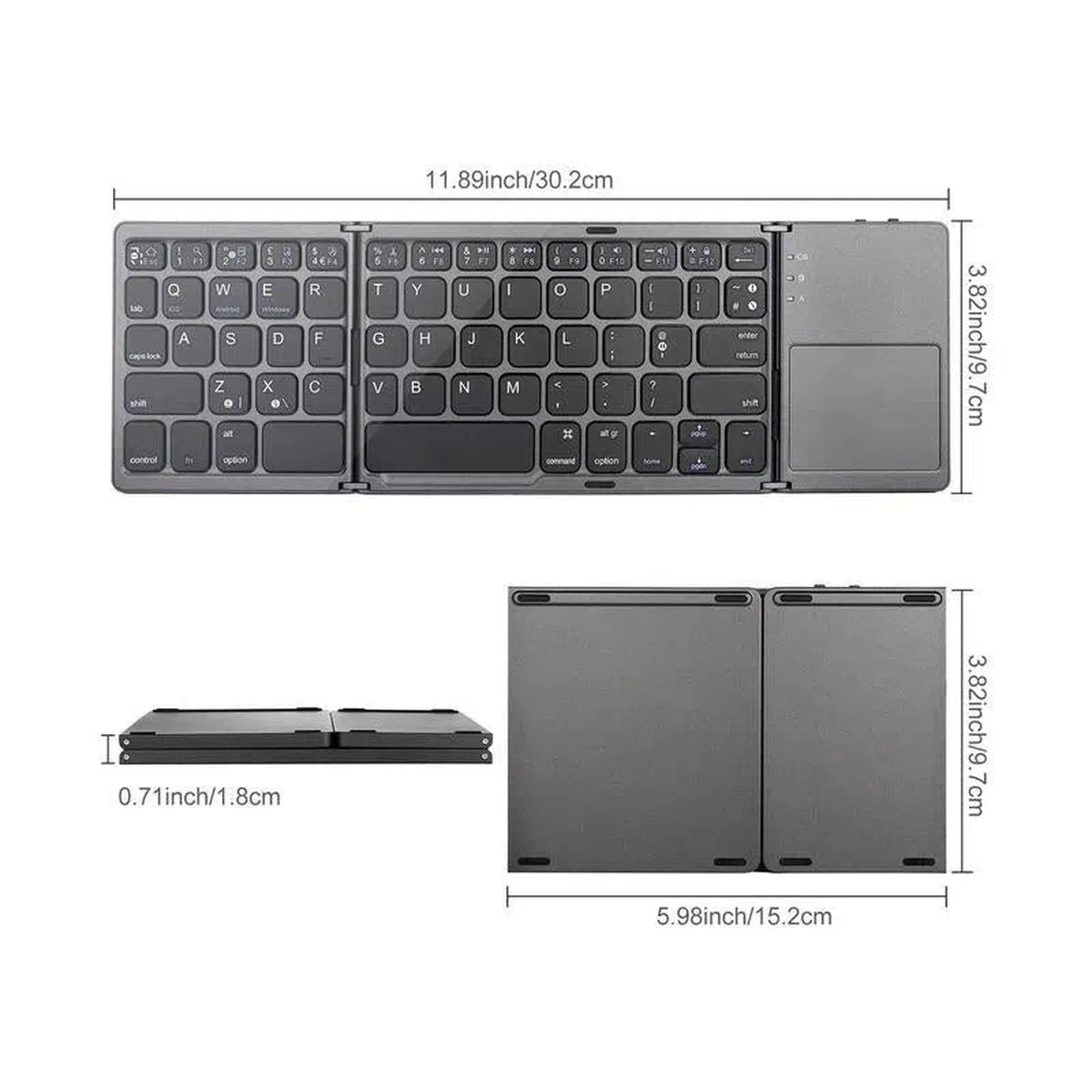 Buy Portable Foldable Bluetooth Keyboard with Touchpad, Multi-System Wireless Keyboard for PC & Laptop - Ultra-thin Mini Wireless Gaming keyboardard at Caseles-Silver, 