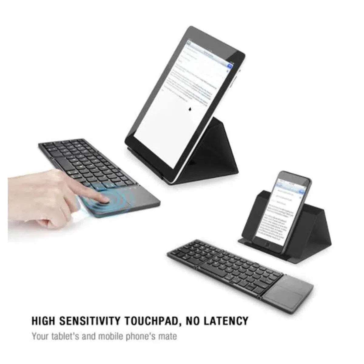 Buy Portable Foldable Bluetooth Keyboard with Touchpad, Multi-System Wireless Keyboard for PC & Laptop - Ultra-thin Mini Wireless Gaming keyboardard at Caseles-Silver, 