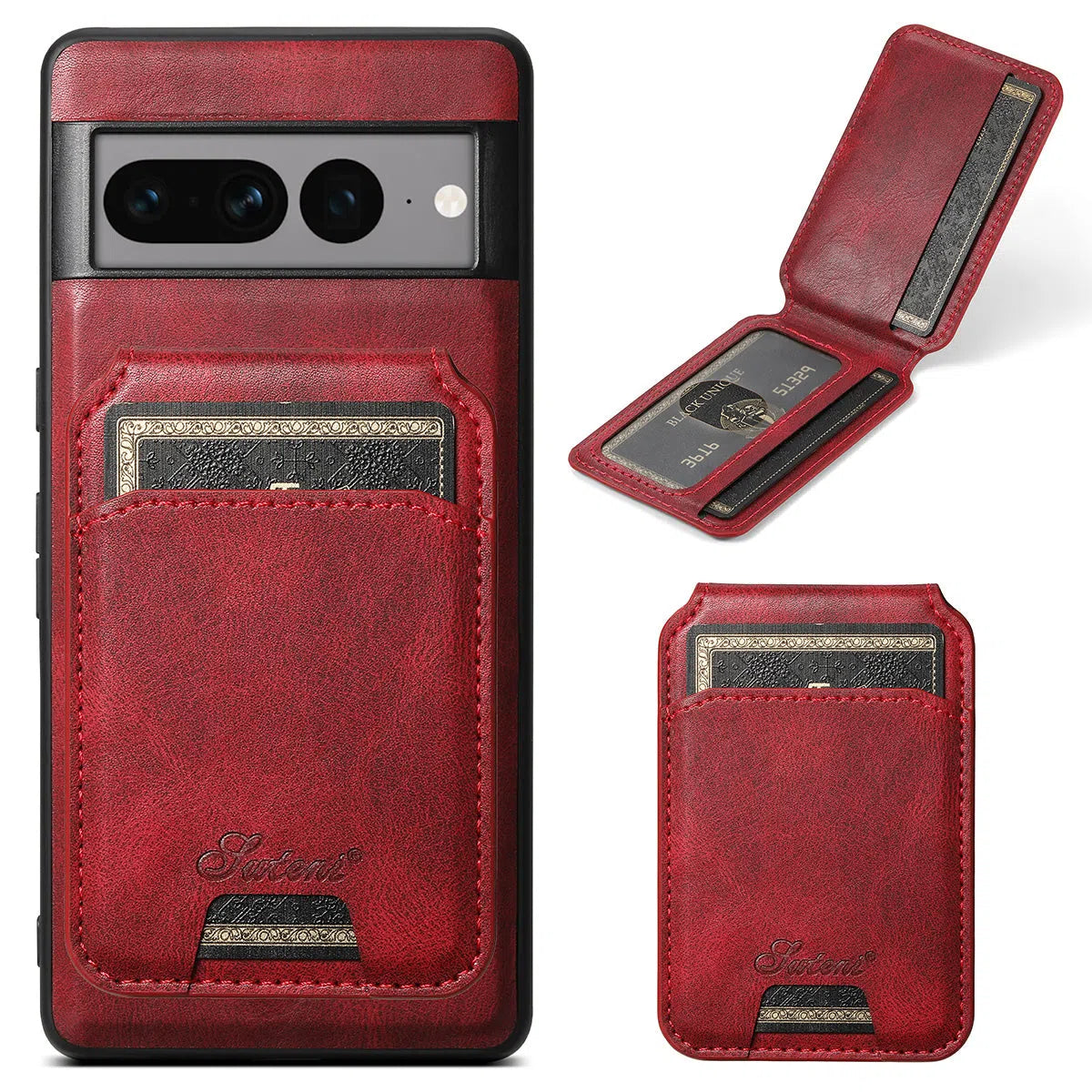 Buy Full Coverage Protection, Leather Phone case, Phone Stander, Card Holder Wallet Case,Francis at Caseles-Google Pixel 9 Pro XL, Red