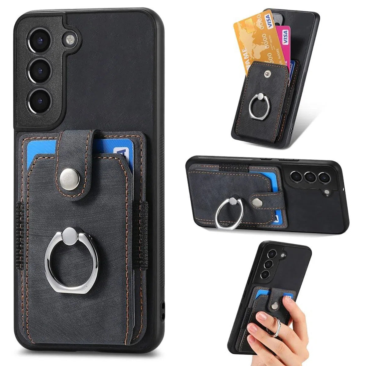 Buy Samsung Galaxy S Series Case, Slim Wallet Cover with Kickstand & Card Holder - WESLEY at Caseles-Samsung Galaxy S25 Ultra, Black