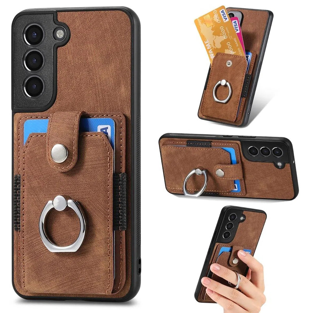 Buy Samsung Galaxy S Series Case, Slim Wallet Cover with Kickstand & Card Holder - WESLEY at Caseles-Samsung Galaxy S25 Ultra, Coffee