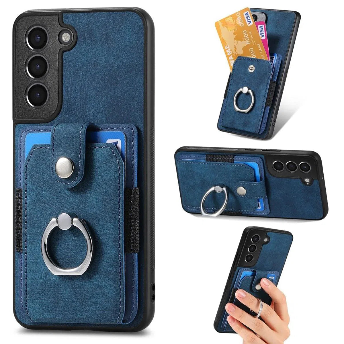 Buy Samsung Galaxy S Series Case, Slim Wallet Cover with Kickstand & Card Holder - WESLEY at Caseles-Samsung Galaxy S25 Ultra, Blue