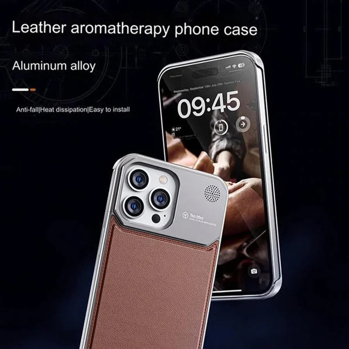 Buy Luxury Leather Metal Magnetic Aluminum Fragrance Phone Case For iphone -ZION at Caseles-iPhone 16 Pro Max, 