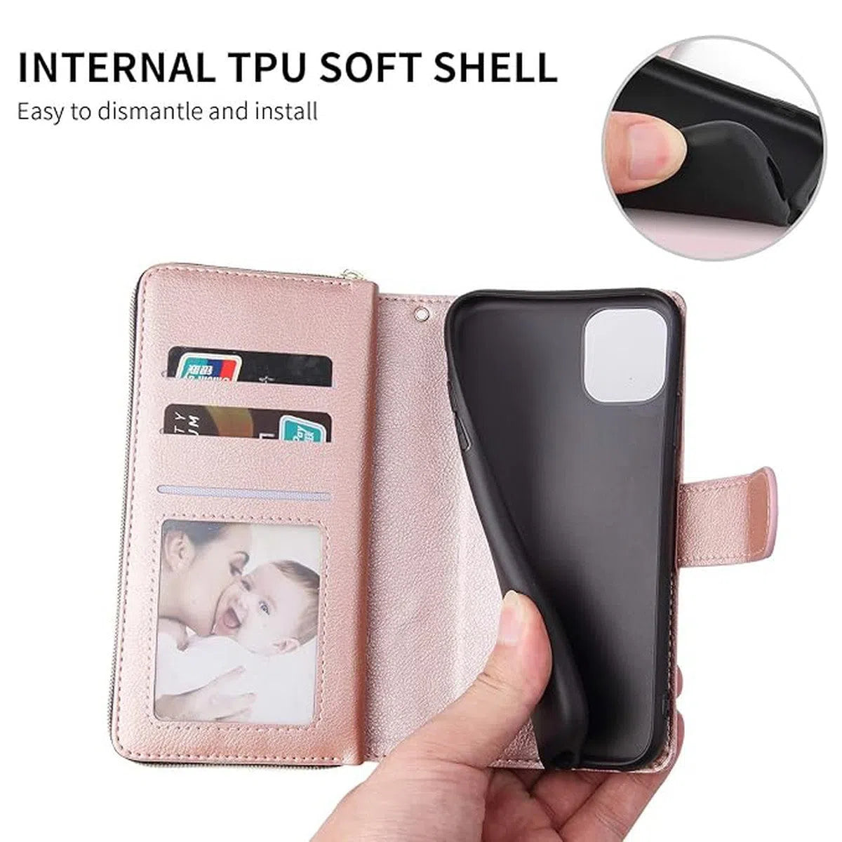 Buy Multifunctional card holder supports more than 5 credit cards Wallet mobile phone case Leather mobile phone case - ZOLA at Caseles-iPhone 16 Pro Max, Black